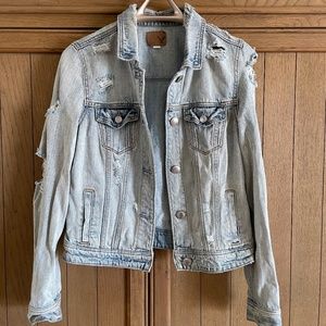 American Eagle Distressed Denim Jacket - Size Medium